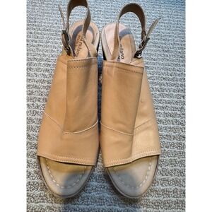 Sophia Milano Tan Leather Slingback Block Heel Sandals Made in Italy Size 9